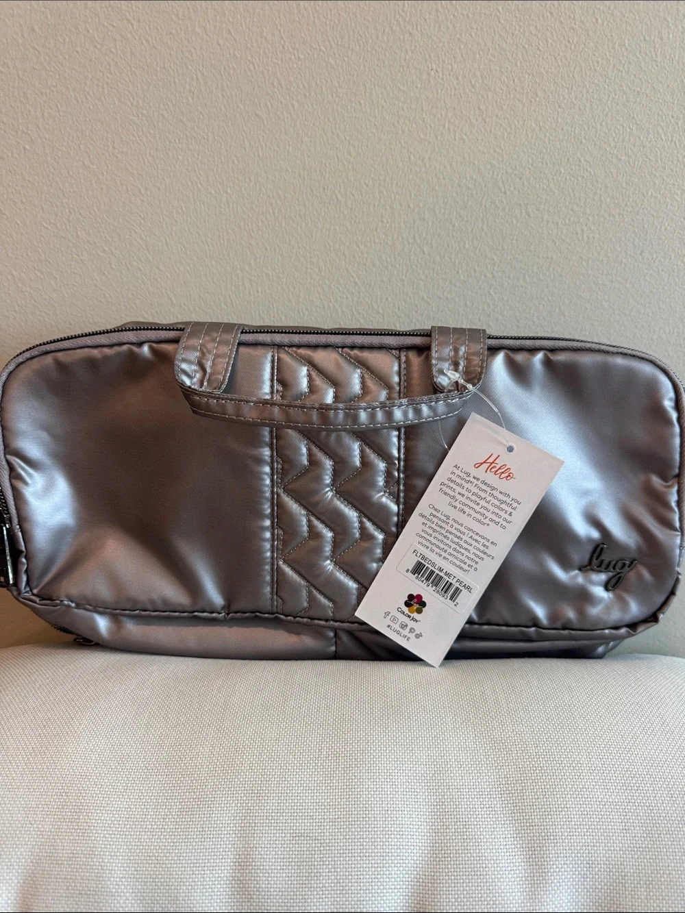 LUG Metallic Pearl Flatbed Slim Quilted Cosmetic carry case